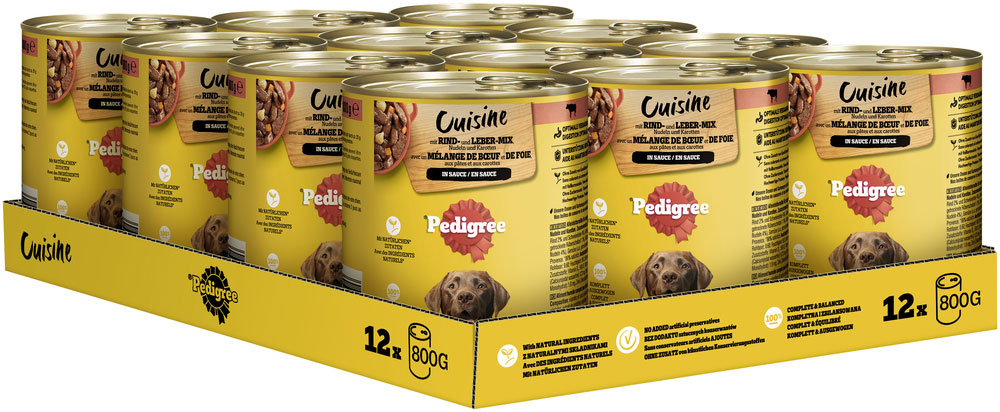 Pedigree - Cuisine mit Rind, Leber, Nudeln & Karotten in Sauce - 12 x 800g - 2