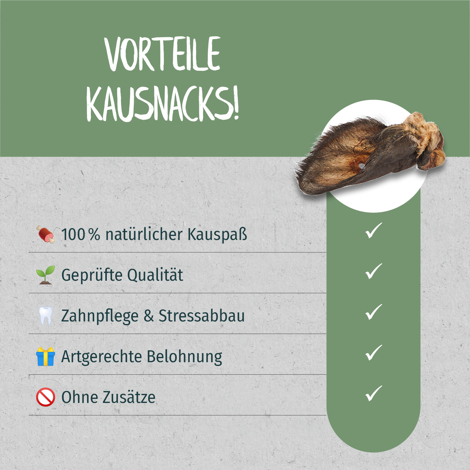 Primox - Kalbsohren mit Fell 190g - 1 x 100g - 3