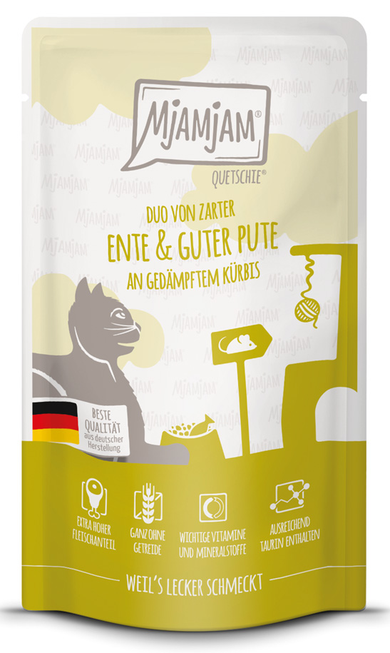Quetschie - DUO von zarter Ente & guter Pute an gedämpftem Kürbis 125g
