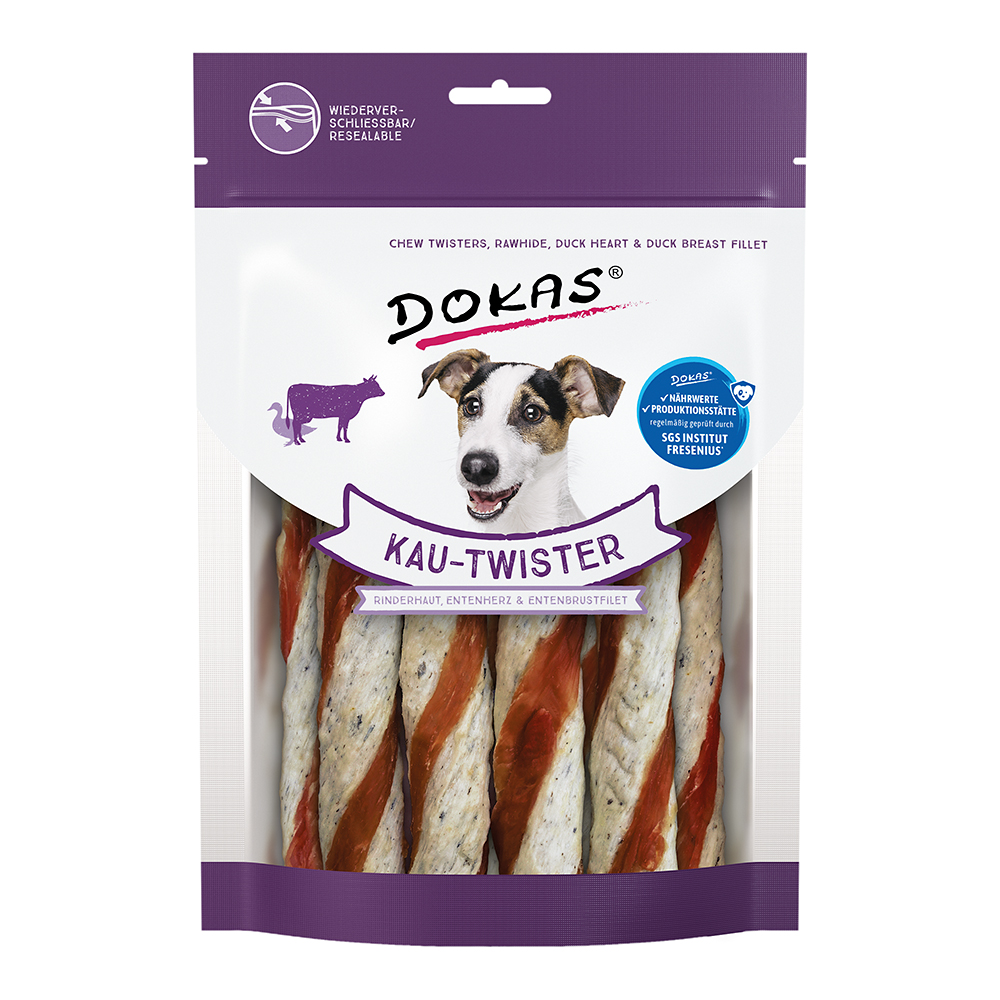 Dokas - Kau-Twister Rinderhaut/Entenherz &amp; Entenbrust