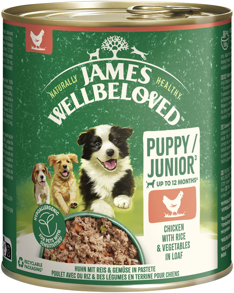 James Wellbeloved - Junior Huhn mit Reis & Gemüse in Pastete - 6 x 800g - 2