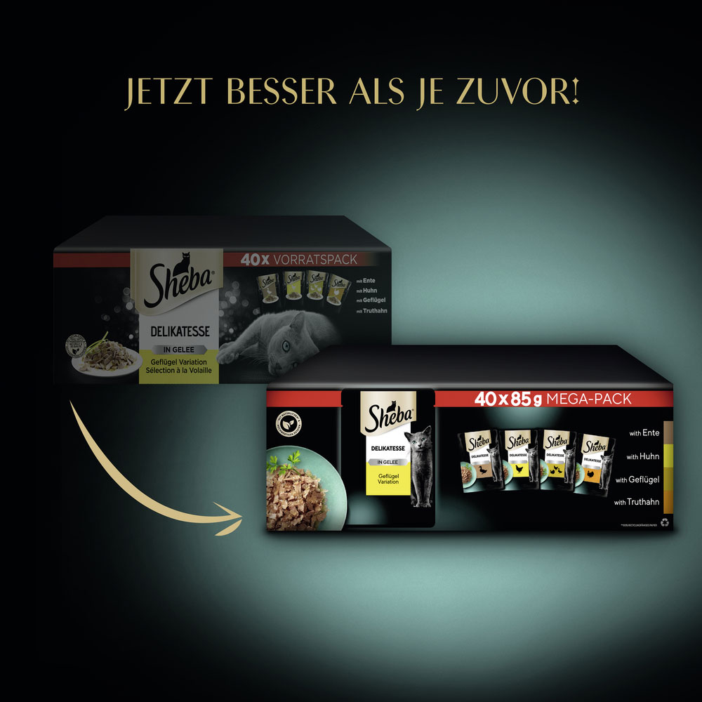 Sheba - Delikatesse Multipack Mega Pack Portionsbeutel Geflügel Variation in Gelee - 1 x 40x85g - 5