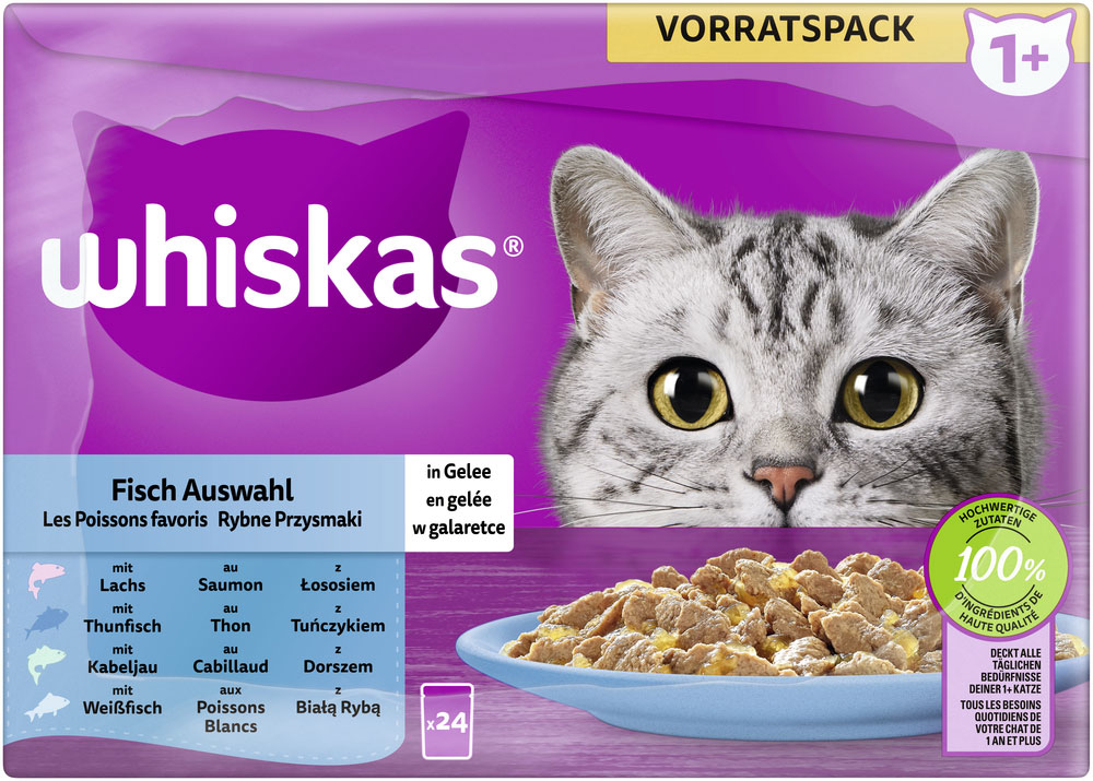 Whiskas - Whiskas Multipack 1+ FischAuswahl in Gelee - 1 x 24X85g - 4