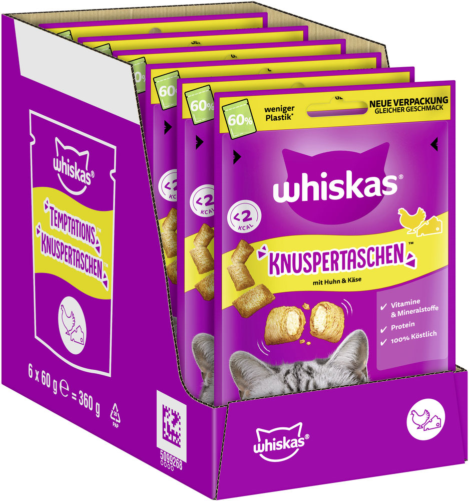Whiskas - Knuspertaschen Huhn & Käse - 1 x 60g - 2