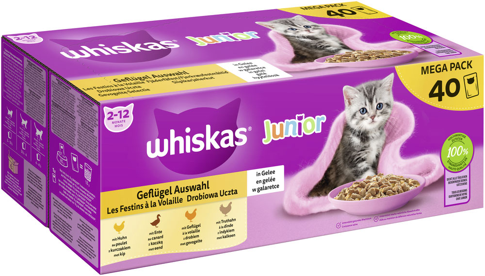 Whiskas - Mega Pack Junior Geflügel Auswahl in Gelee - 1 x 3400g - 2