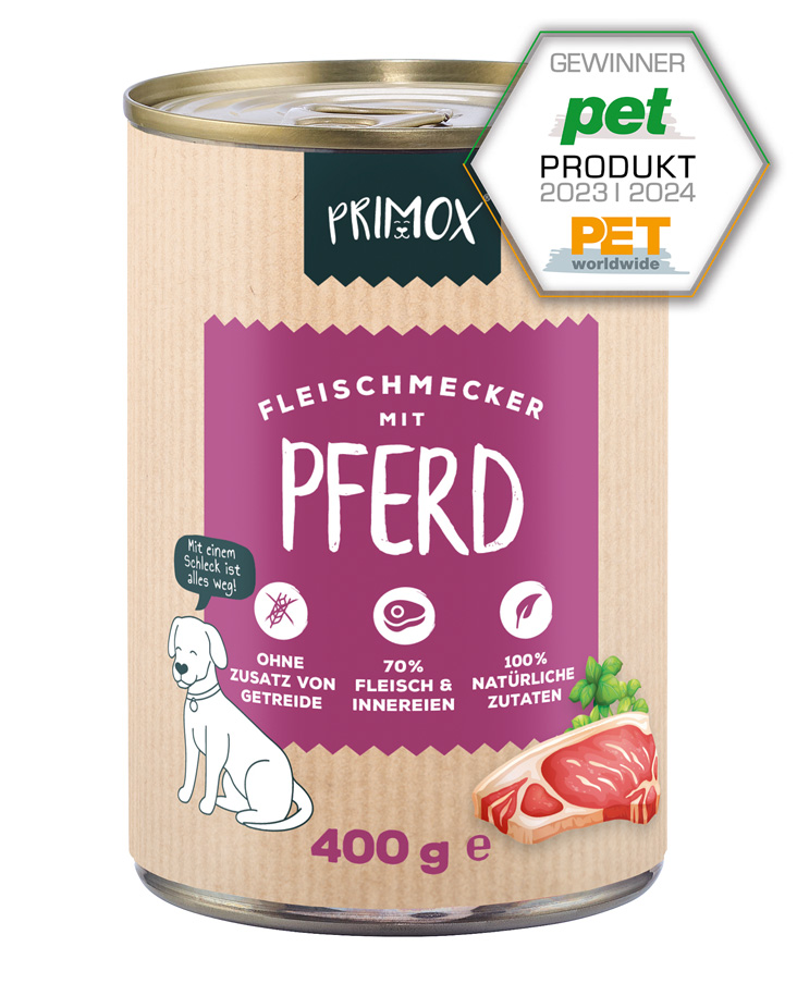 Primox Fleischmecker Nassfutter Dose 400 g mit Pferd