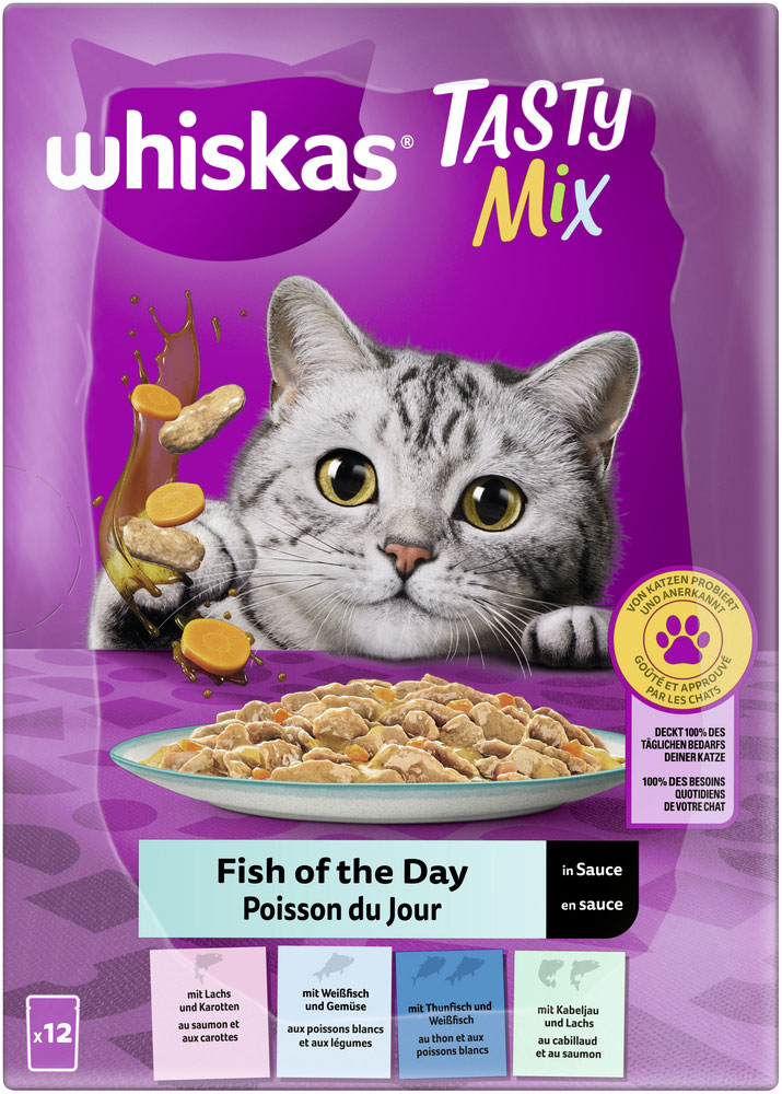 Whiskas - Whiskas Multipack Tasty Mix Catch of the Day in Sauce - 1 x 12X85g - 5
