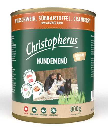 Hundemenü mit Wildschwein, Süßkartoffel & Cranberry