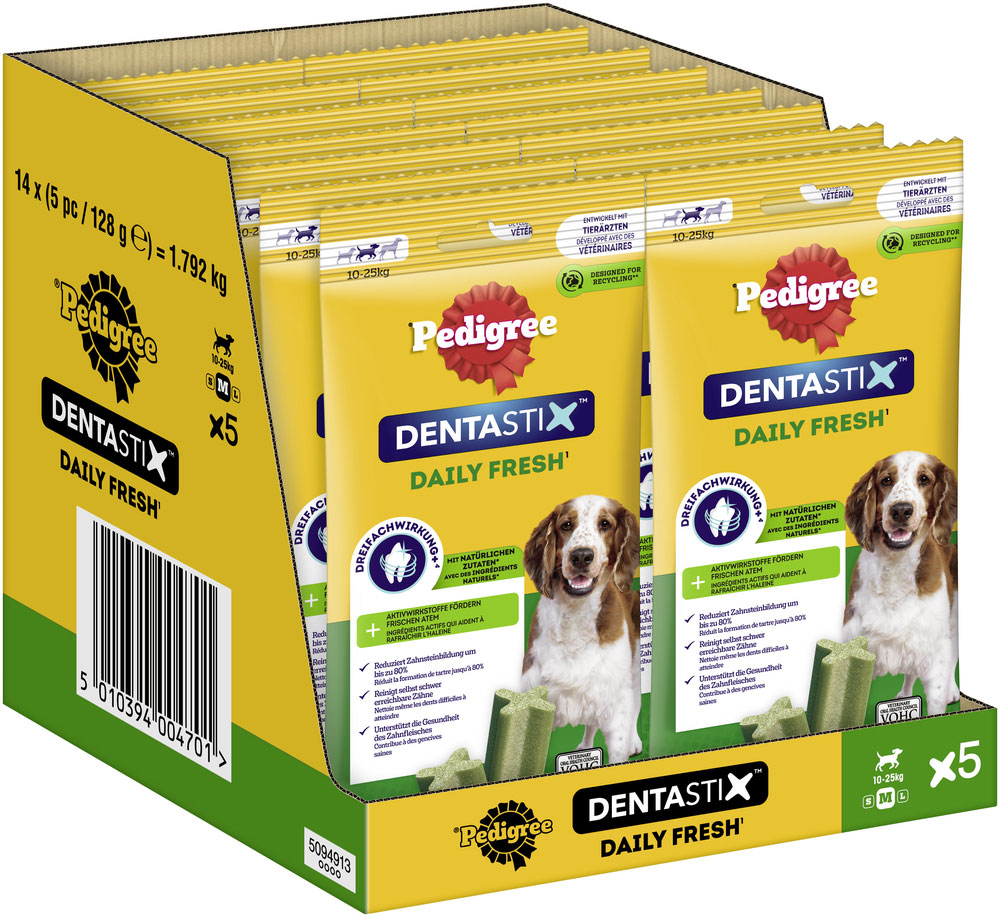 Pedigree - Denta Stix Daily Fresh - Für mittelgroße Hunde - 1 x 5 Stück - 3