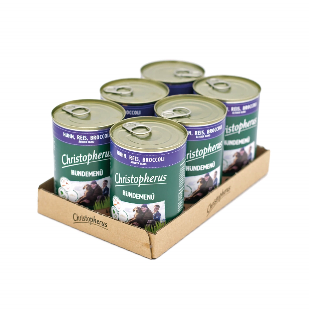 Allco Christopherus - Hundemenü Senior - mit Huhn, Reis & Brokkoli - 6 x 400g - 2