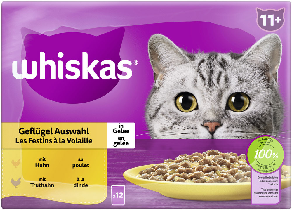 Whiskas - Whiskas Multipack 11+ Geflügel Auswahl in Gelee - 1 x 12X85g - 4