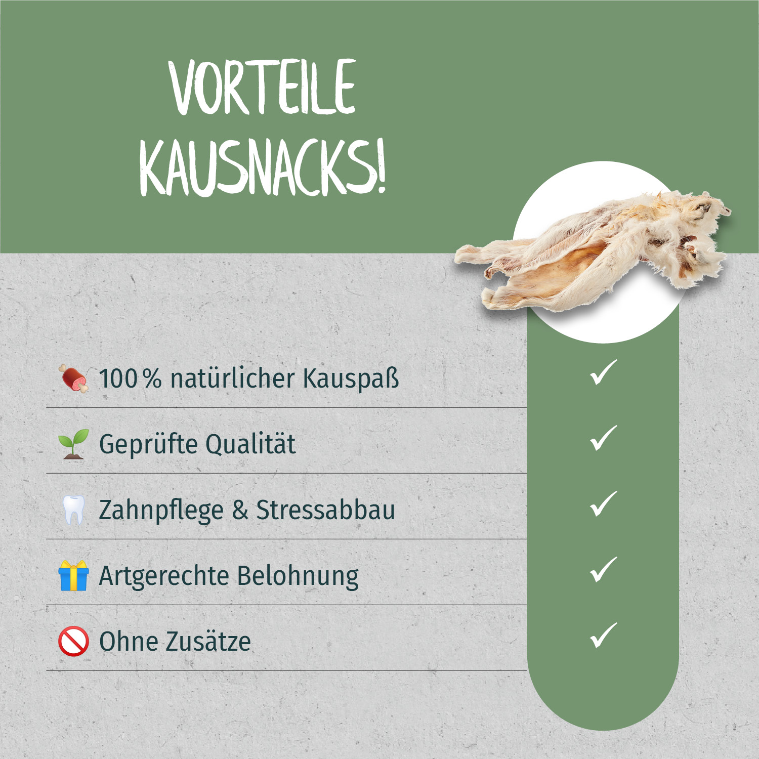 Primox - Kaninchenohren mit Fell 100g - 1 x 100g - 3