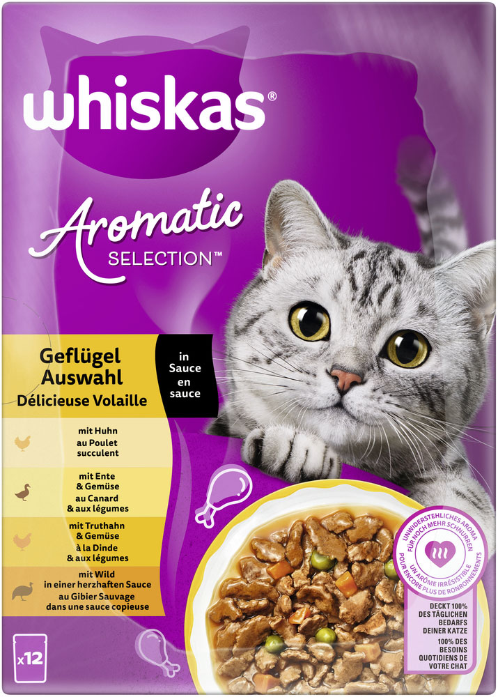 Whiskas - Whiskas Multipack 1+ Geflügel Auswahl in Sauce - 4 x 12X85g - 5