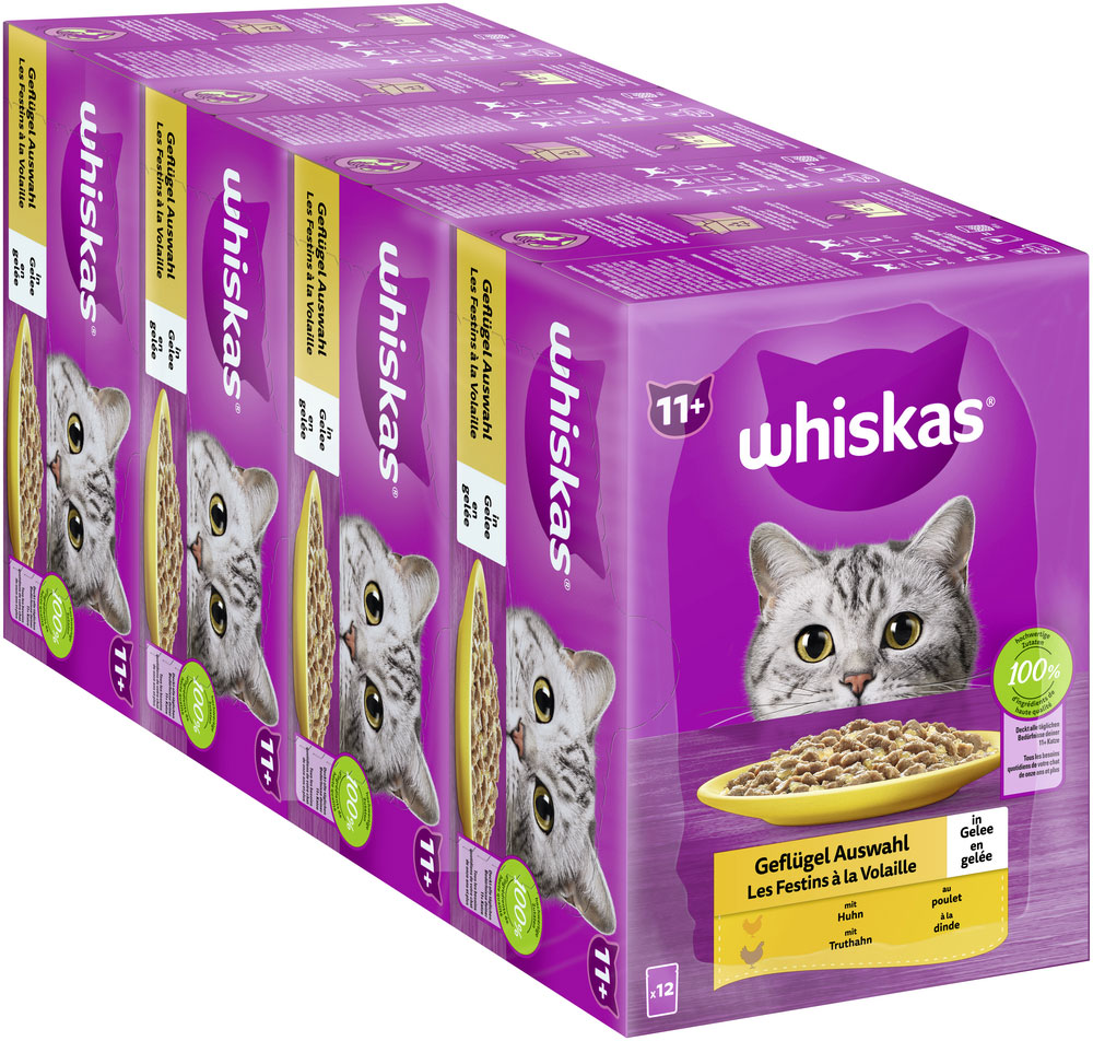 Whiskas - Whiskas Multipack 11+ Geflügel Auswahl in Gelee - 1 x 12X85g - 3