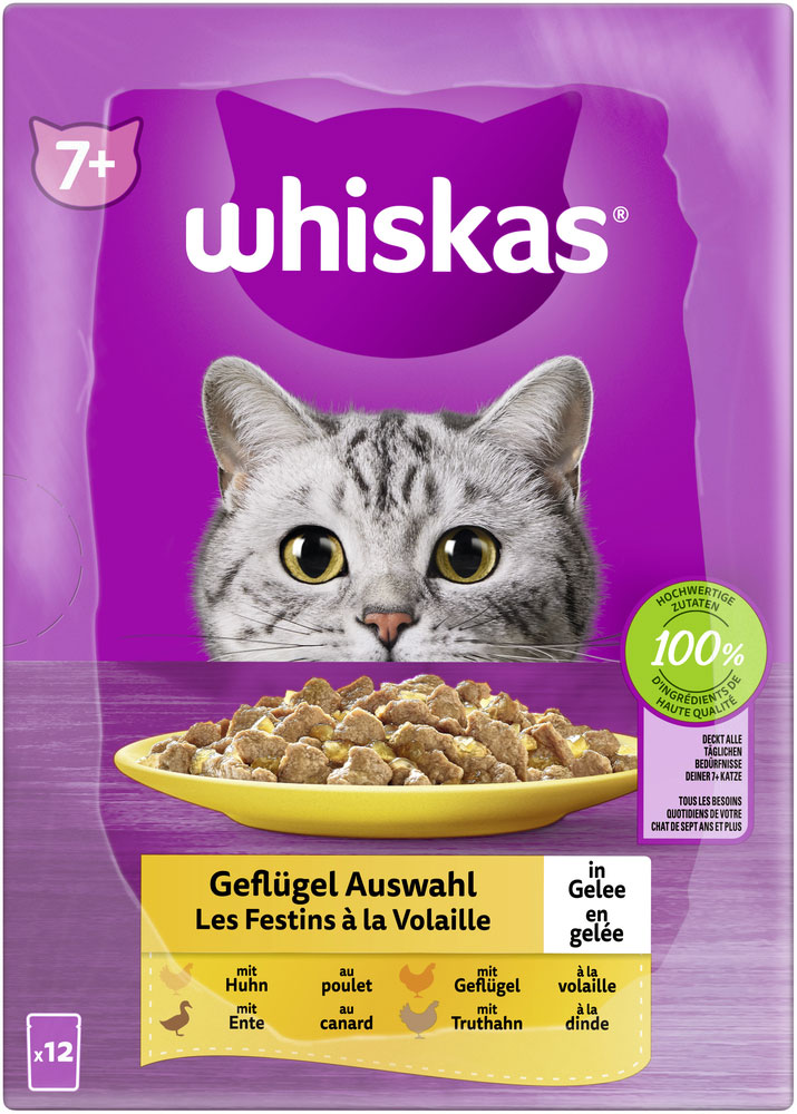 Whiskas - Whiskas Multipack 7+ Geflügel Auswahl in Gelee - 1 x 12X85g - 5