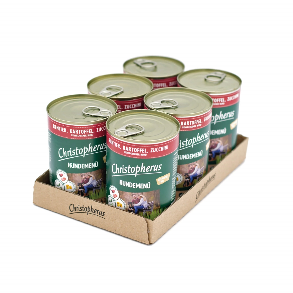 Allco Christopherus - Hundemenü mit Rentier, Kartoffel & Zucchini - 6 x 400g - 2