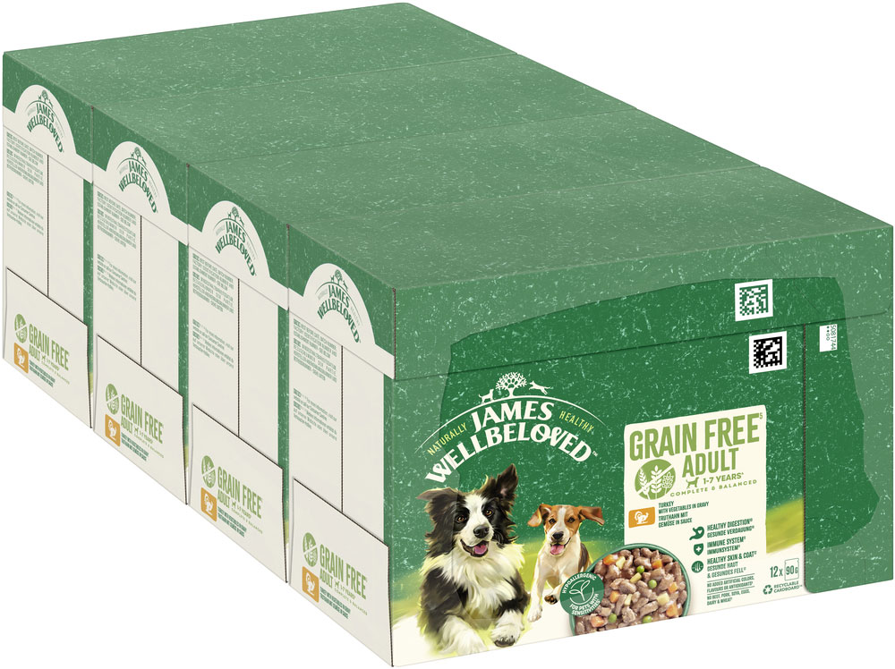 James Wellbeloved - Grain Free Truthahn mit Gemüse in Sauce - 4 x 12x90g - 2