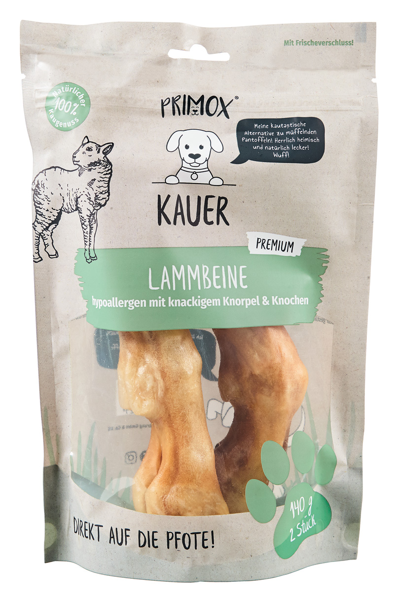 Primox Kauer Lammbeine 140 g im Beutel hypoallergen mit knackigem Knorpel und Knochen