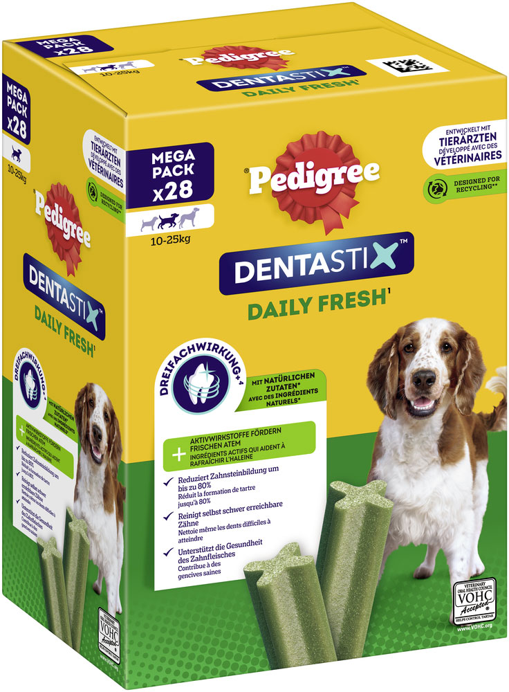 Pedigree - Dentastix Tägliche Frische Multipack für mittelgroße Hunde 4x7 Stück - 1 x 720g - 2