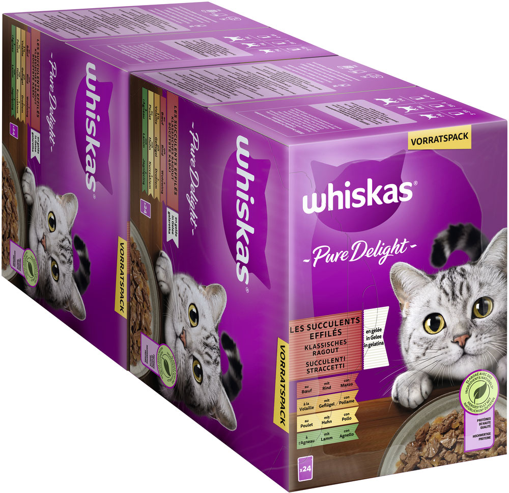 Whiskas - Whiskas Pure Delight Multipack Klassisches Ragout in Gelee - 1 x 24X85g - 3