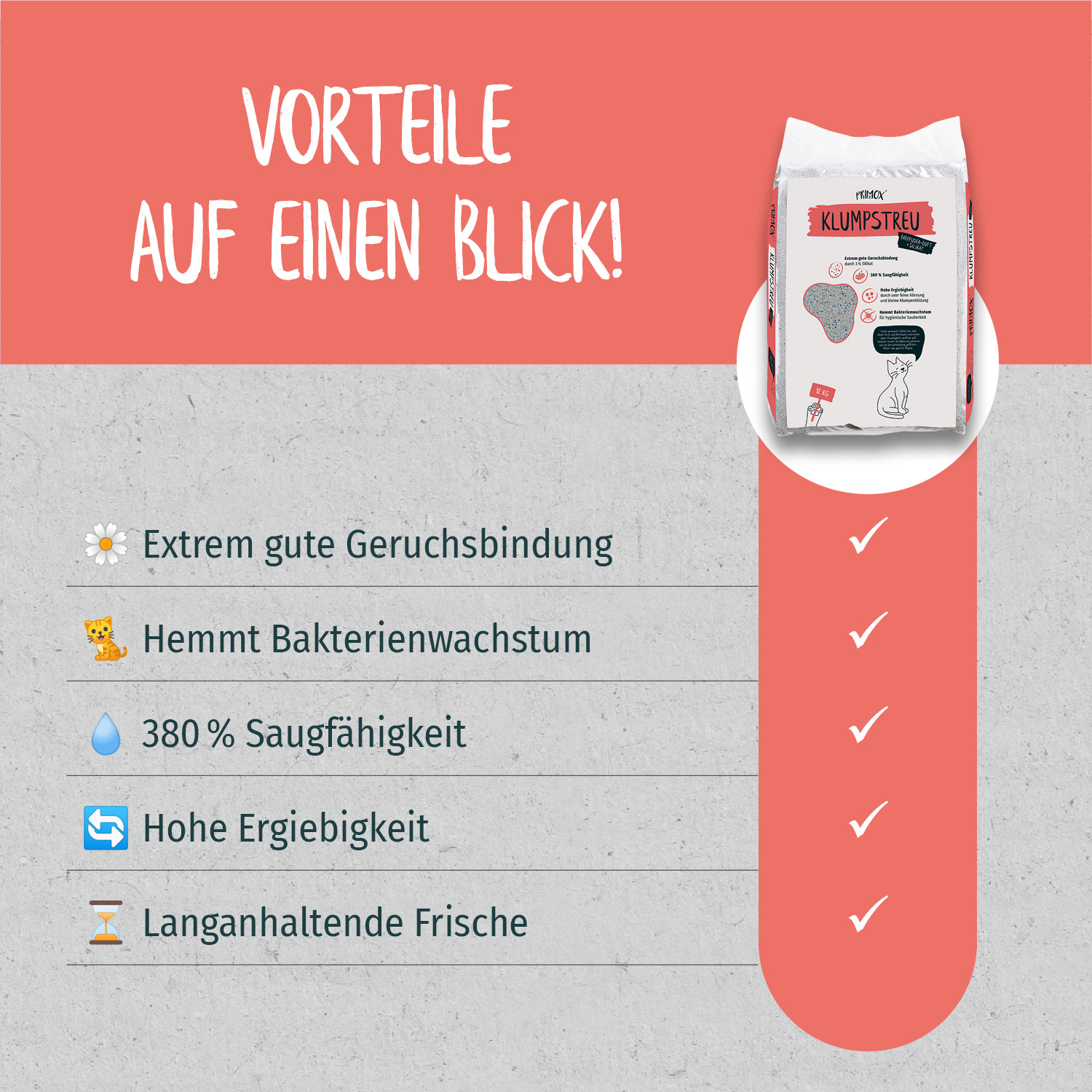 Primox - Katzenstreu Babypuder + Silikat 12 kg - 1 x 12kg - 3