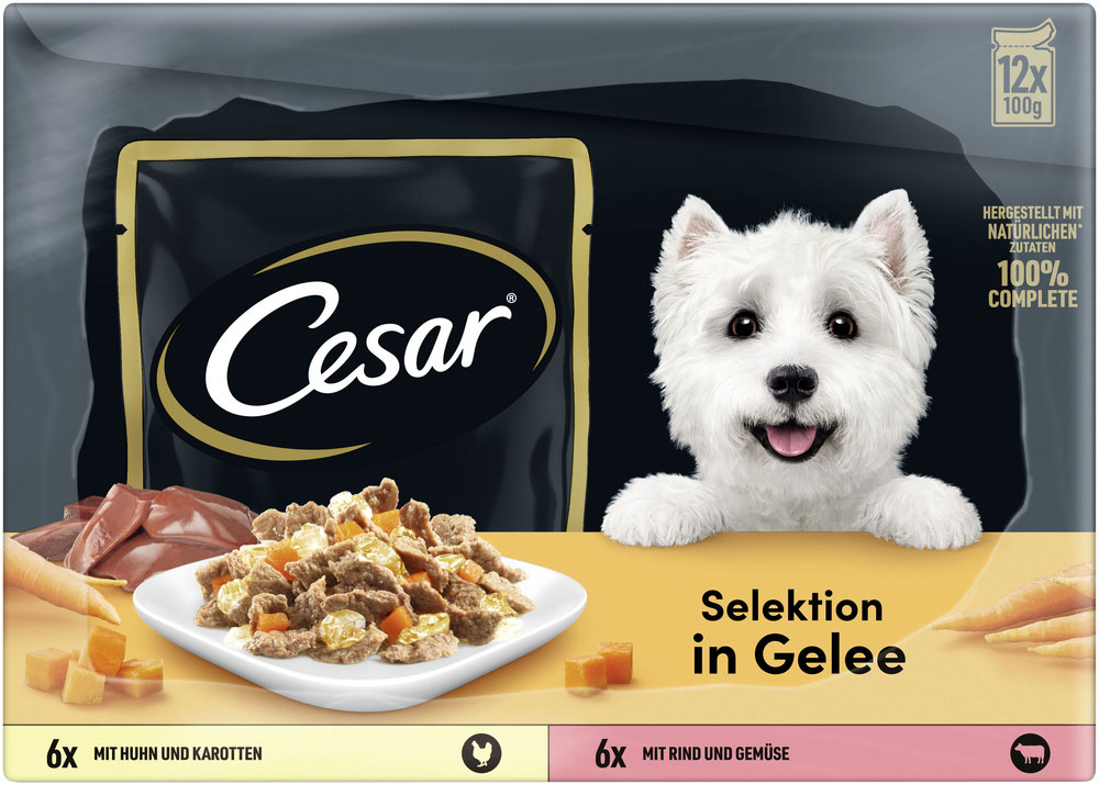 Cesar - Multipack in Gelee mit Fleisch & Gemüse - 1 x 12X100g - 5