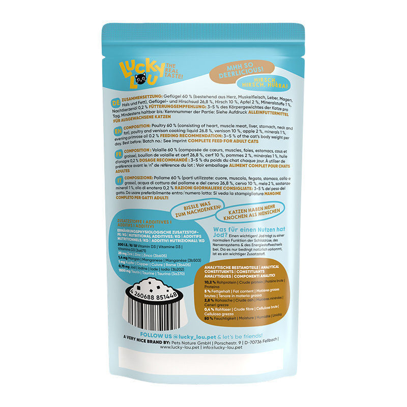 Lucky Lou - Geflügel & Hirsch - 16 x 125g - 2