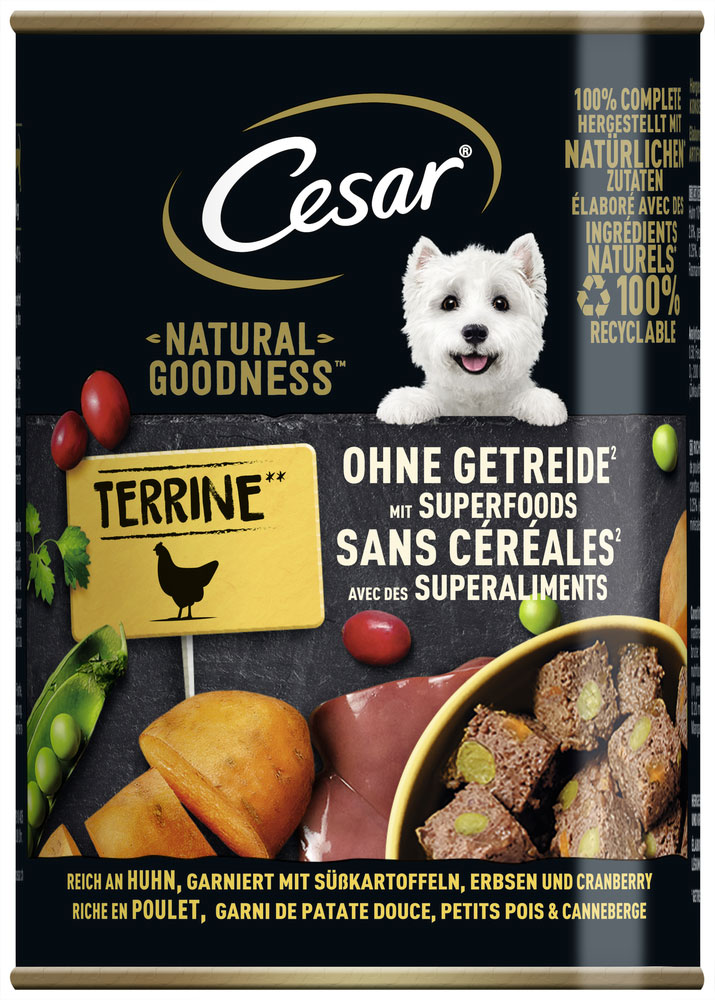 Cesar - Natural Goodness Reich an Huhn mit Süßkartoffeln, Erbsen & Cranberry - 6 x 400g - 3