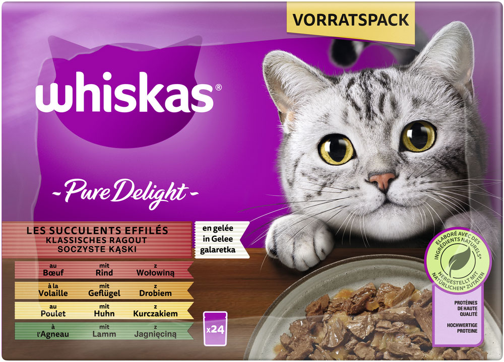 Whiskas - Whiskas Pure Delight Multipack Klassisches Ragout in Gelee - 1 x 24X85g - 4