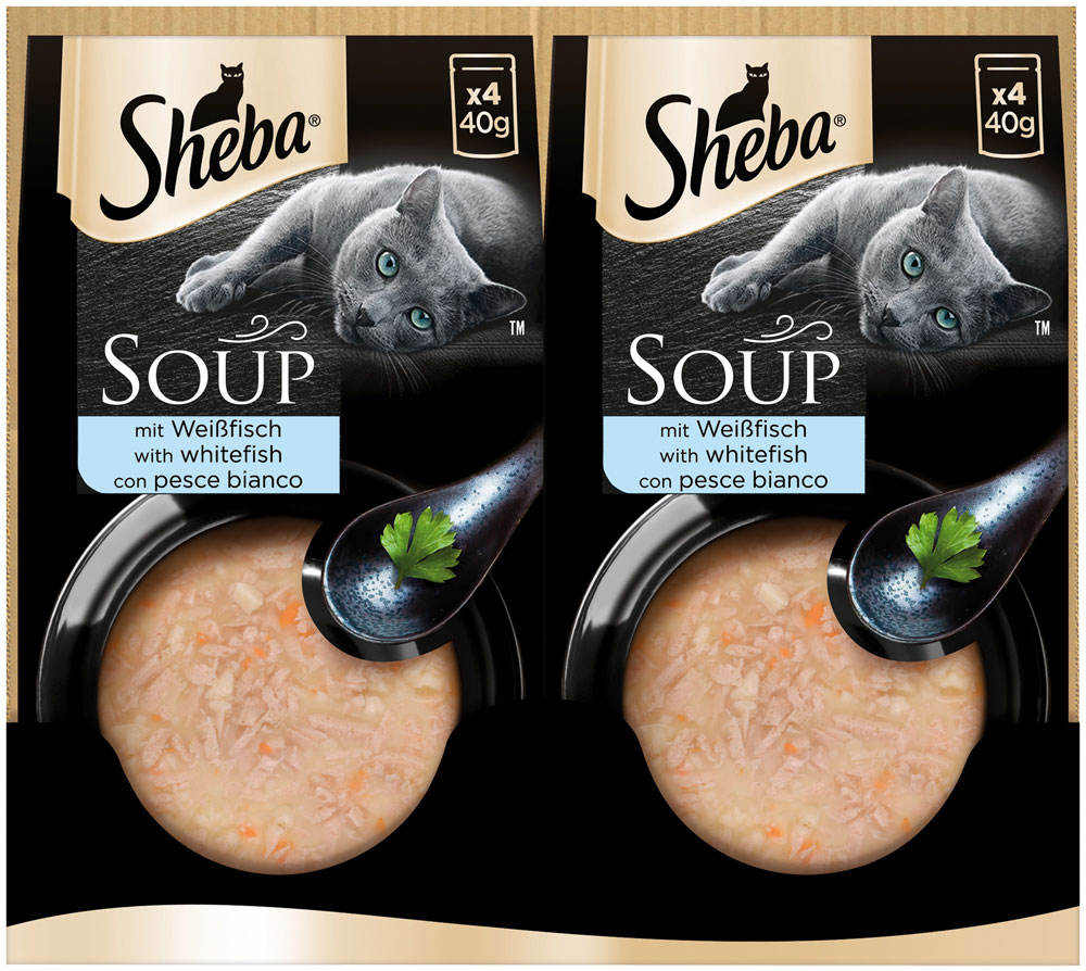 Sheba - Multipack Soup mit Weißfisch - 1 x 4X40g - 3