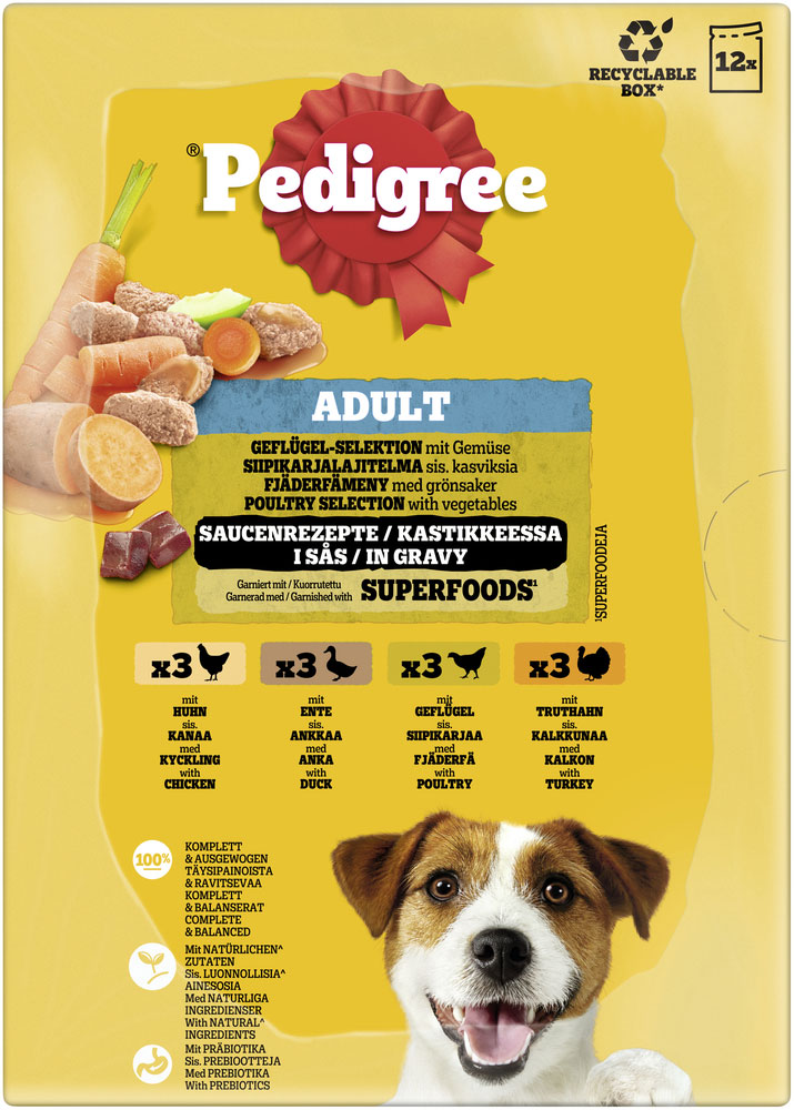 Pedigree - Multipack 4x Geflügel in Sauce - 1 x 12X100g - 5