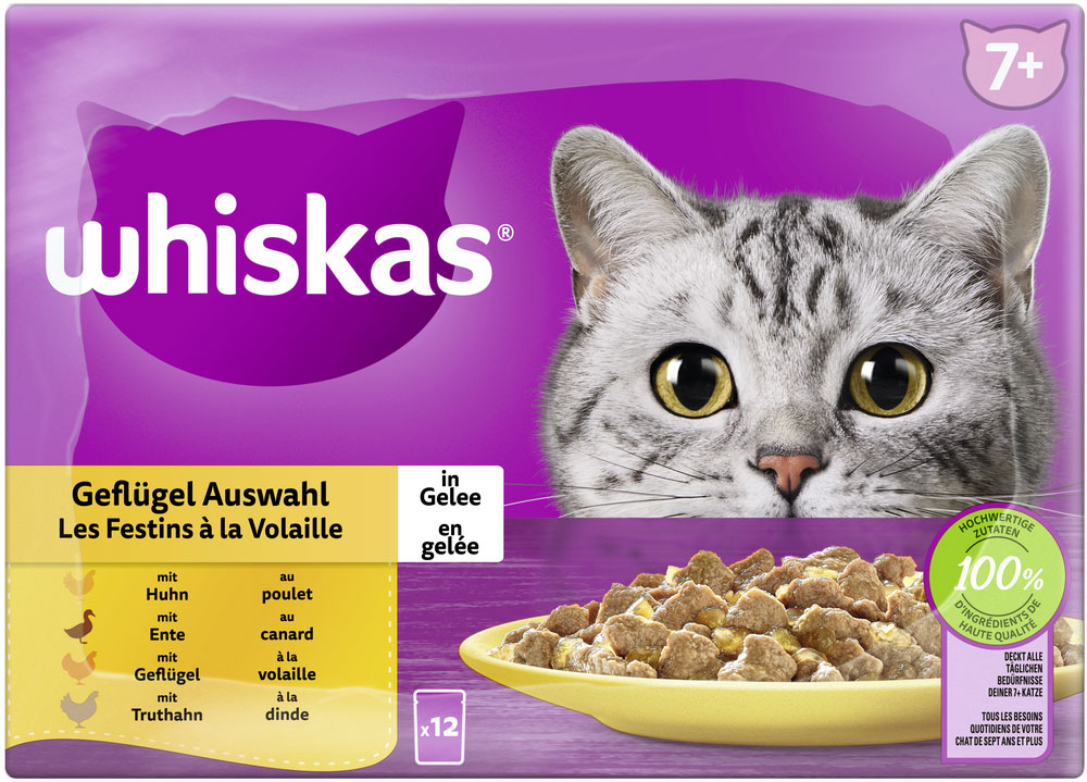 Whiskas - Whiskas Multipack 7+ Geflügel Auswahl in Gelee - 1 x 12X85g - 4