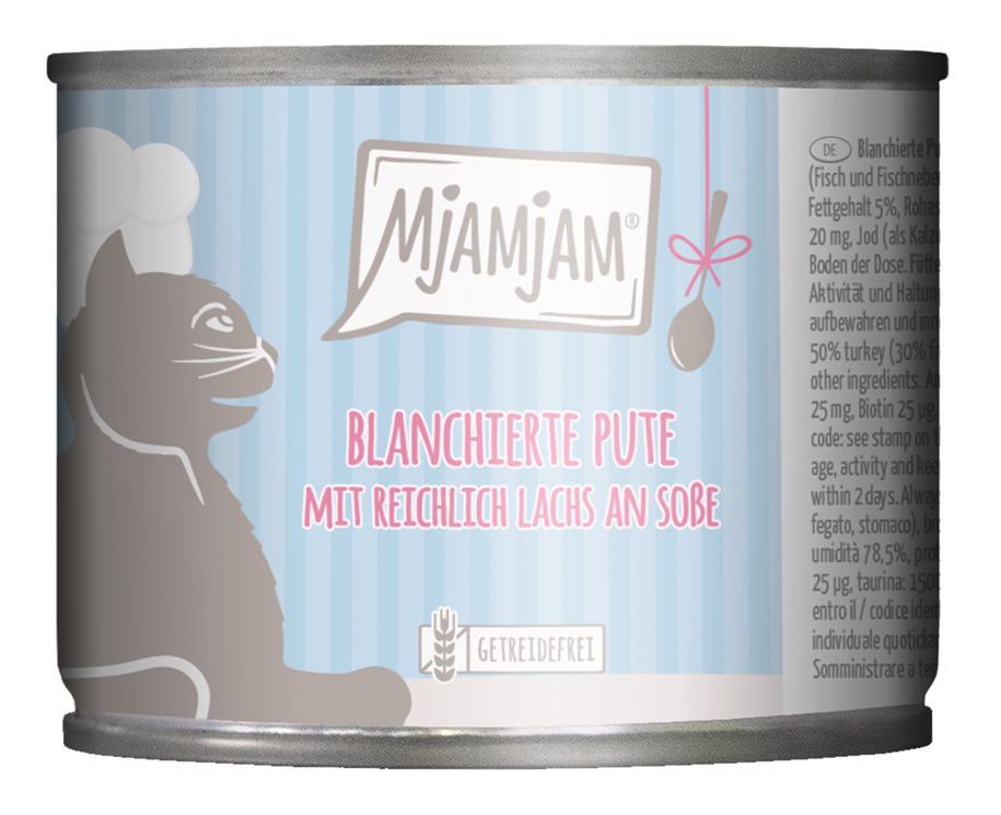 blanchierte Pute mit reichlich Lachs an Soße