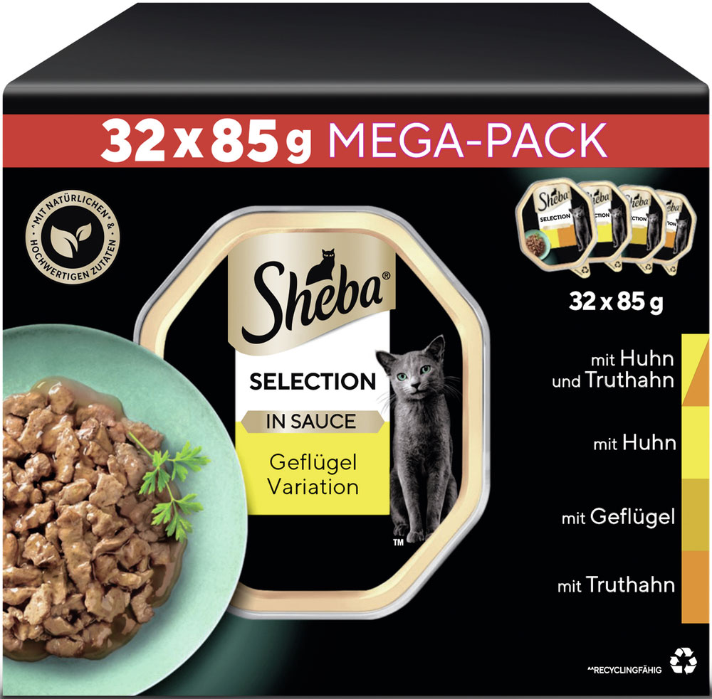 Sheba - Multipack Selection in Sauce Geflügel Variation - 1 x 32X85g - 3