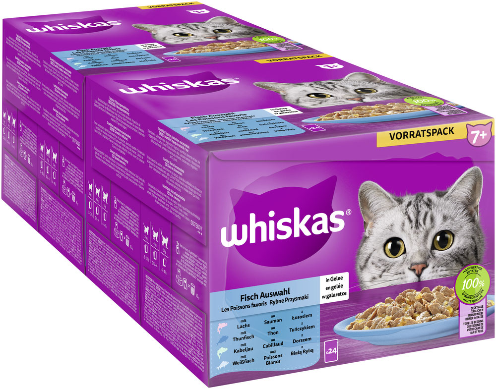 Whiskas - Whiskas Multipack 1+ FischAuswahl in Gelee - 1 x 24X85g - 2