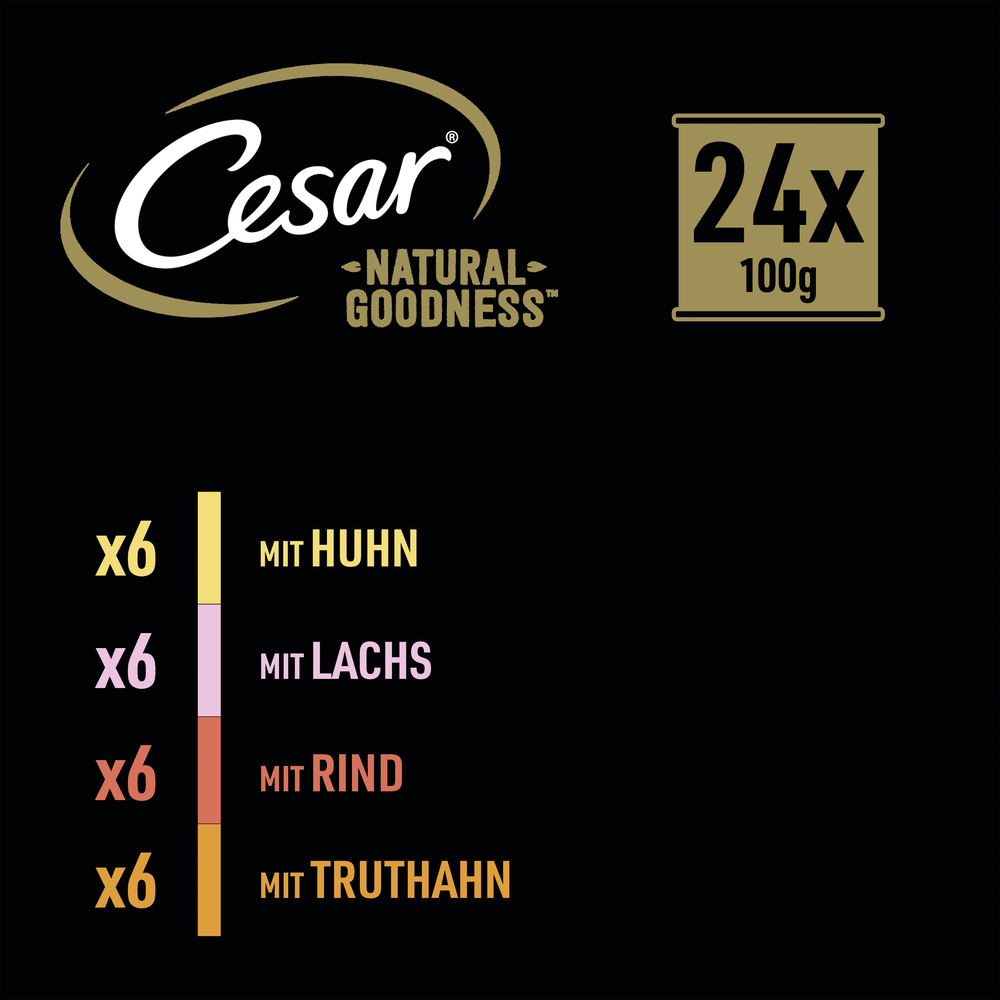 Cesar - Goodness MP Casserole mit Huhn, Fisch, Rind, getreidefrei - 1 x 24X100g - 8