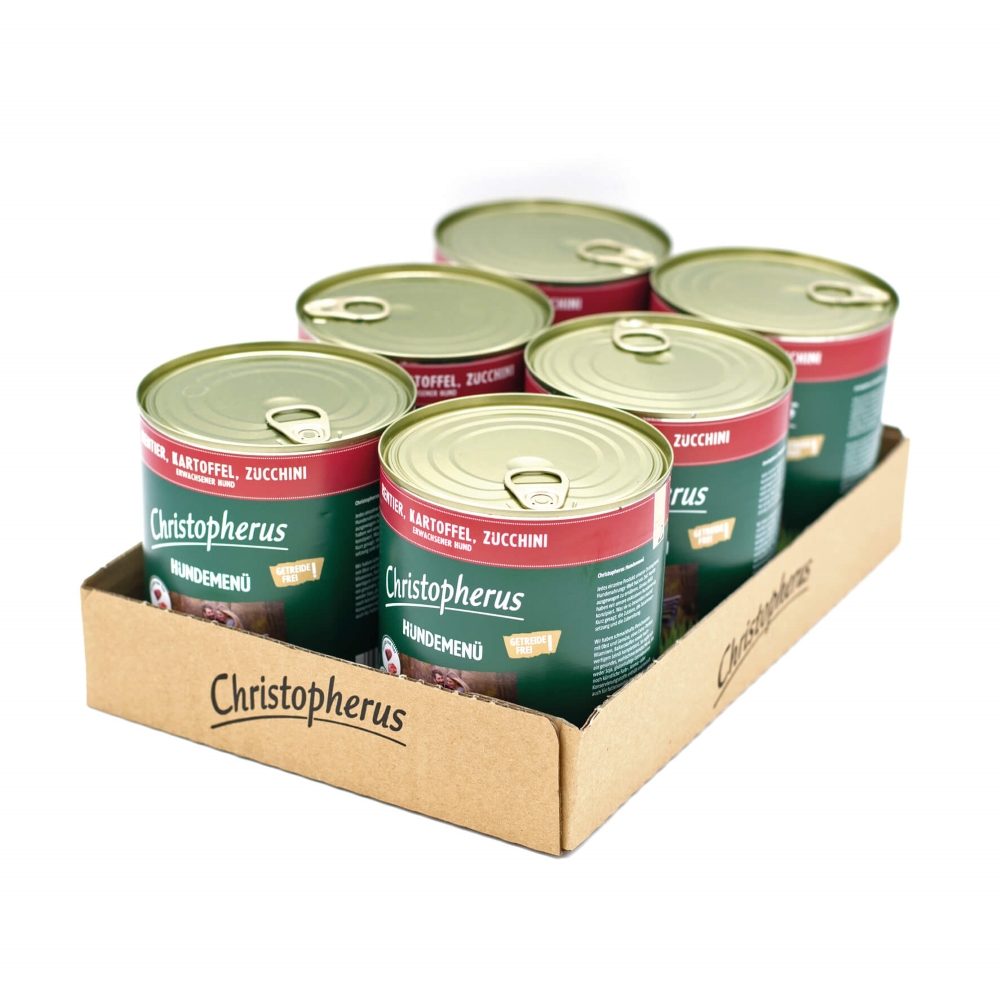 Allco Christopherus - Hundemenü mit Rentier, Kartoffel & Zucchini - 6 x 800g - 2