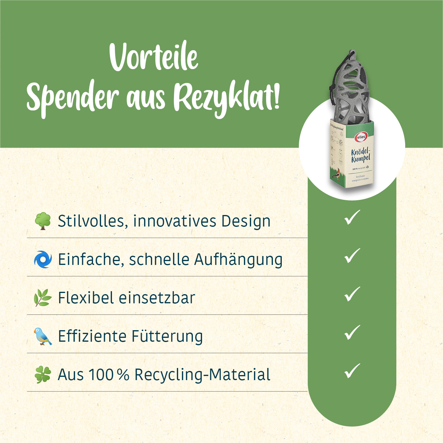 elles - Meisenknödelhalter "Knödel-Kumpel" - 1 x 1 Stück - 6