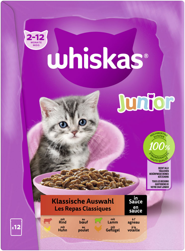 Whiskas - Whiskas Multipack Junior Klassische Auswahl in Sauce - 1 x 12X85g - 5