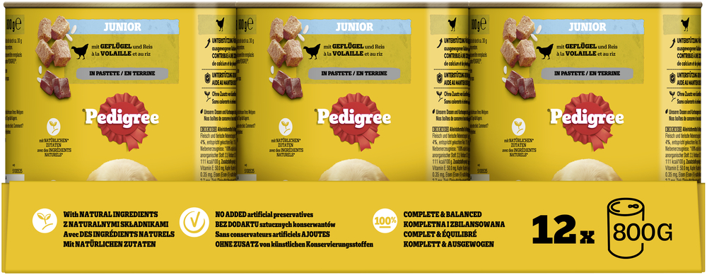 Pedigree - Junior Geflügel & Reis - 12 x 800g - 3