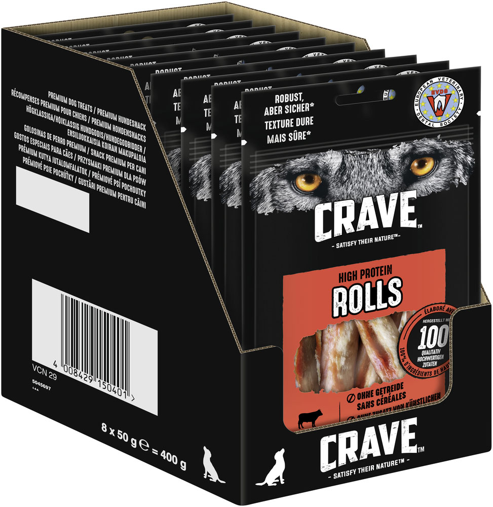 Crave - Protein Rolls mit Rind - 1 x 50g - 2