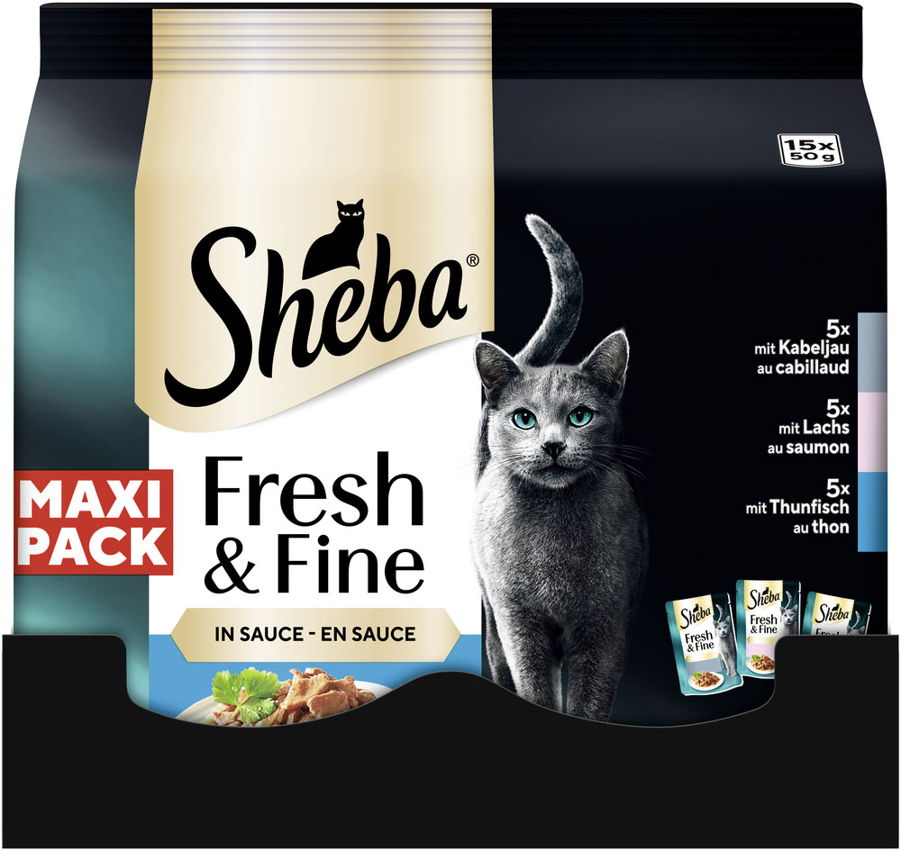 Sheba - Fresh & Fine Kabeljau Lachs Thunfisch Maxipack - 5 x 15x50g - 3