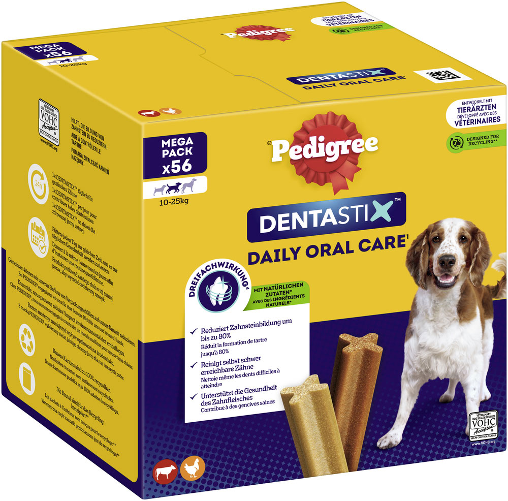 Pedigree - Dentastix Tägliche Zahnpflege Big Pack für mittelgroße Hunde 56 Stück - 1 x 1,44kg - 2