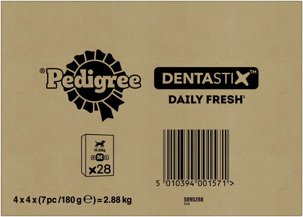 Pedigree - Dentastix Tägliche Frische Multipack für mittelgroße Hunde 4x7 Stück - 1 x 720g - 3