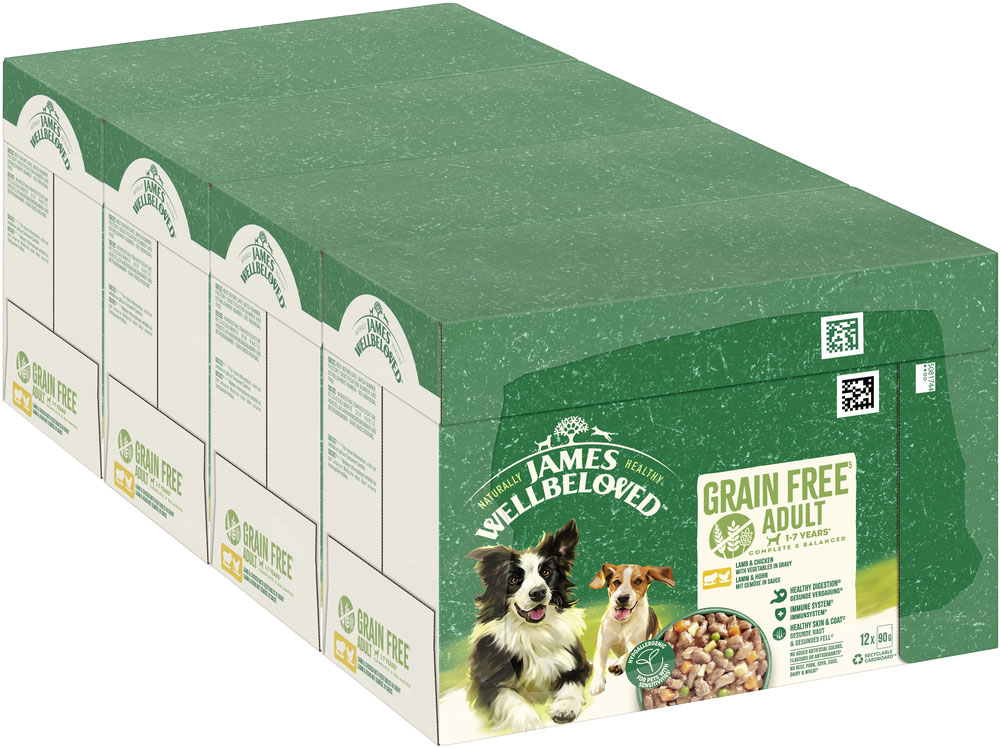 James Wellbeloved - Grain Free Lamm & Huhn mit Gemüse in Sauce - 4 x 12x90g - 3