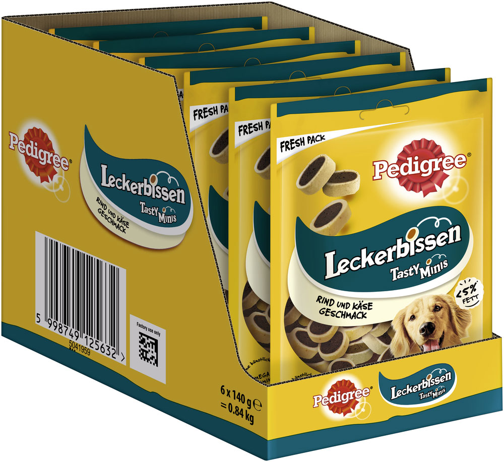 Pedigree - Leckerbissen Mini-Happen mit Käse und Rind - 1 x 140g - 2
