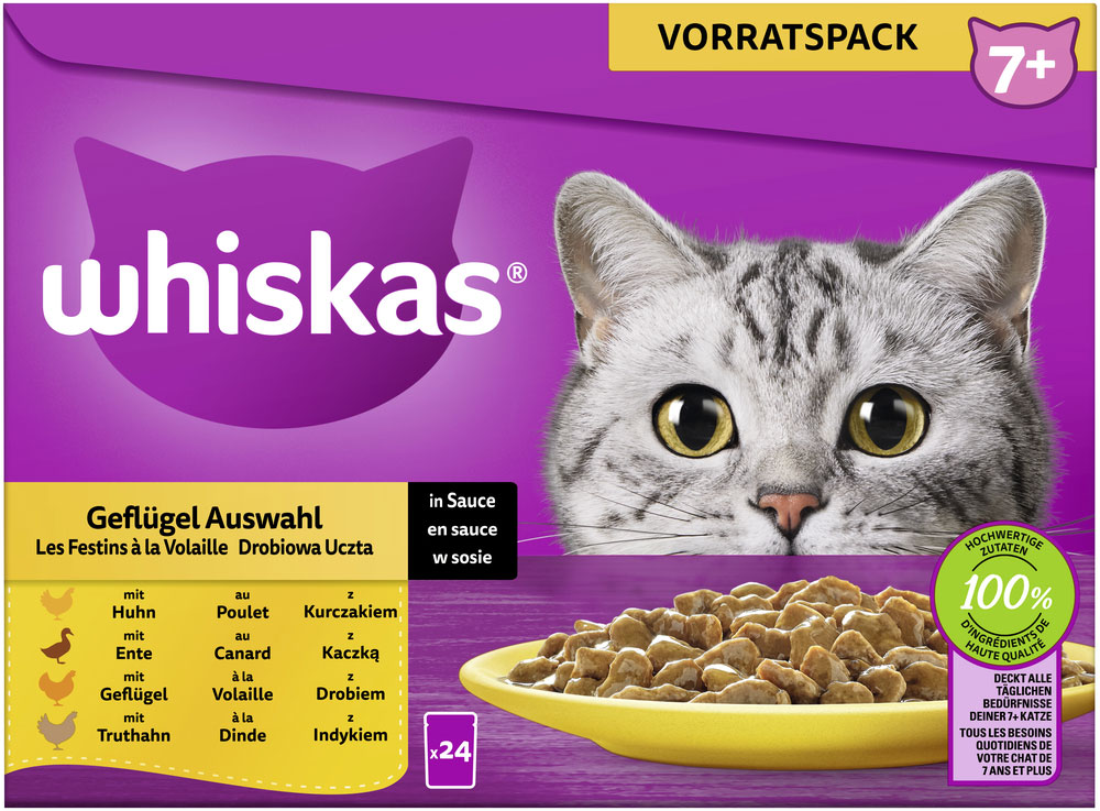 Whiskas Multipack 7+ Geflügel Auswahl in Sauce