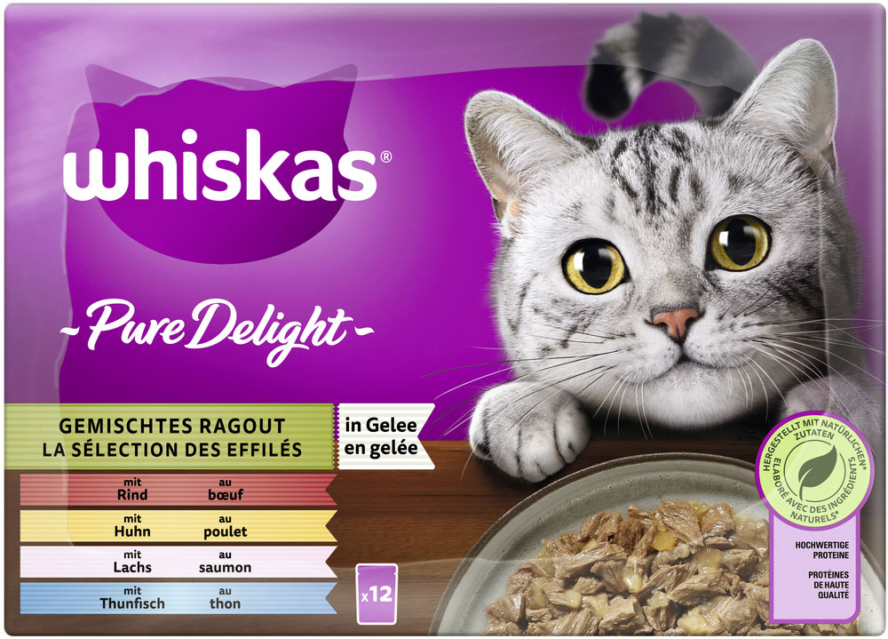 Whiskas - Whiskas Multipack Pure Delight Gemischtes Ragout in Gelee - 1 x 12X85g - 4