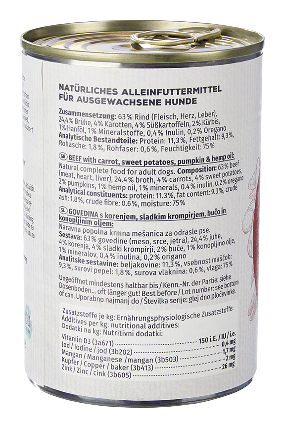Primox - Hunde Nassfutter MENÜ mit Rind 6 x 400G - 6 x 400g - 6