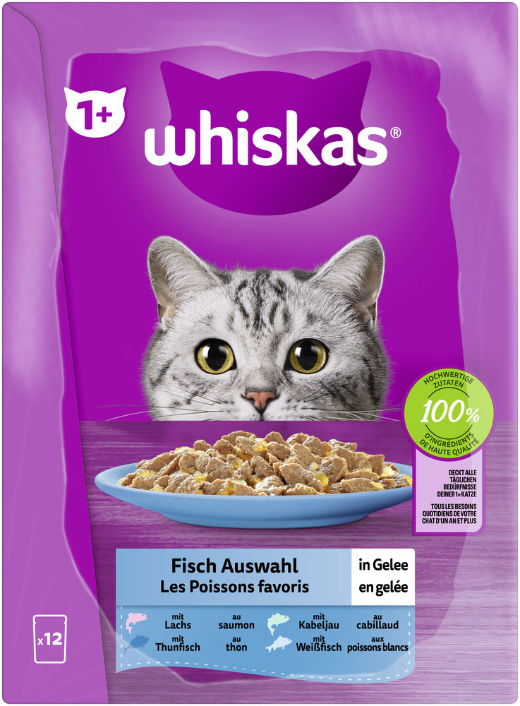 Whiskas - Whiskas Multipack 1+ Fisch Auswahl in Gelee - 1 x 12X85g - 6
